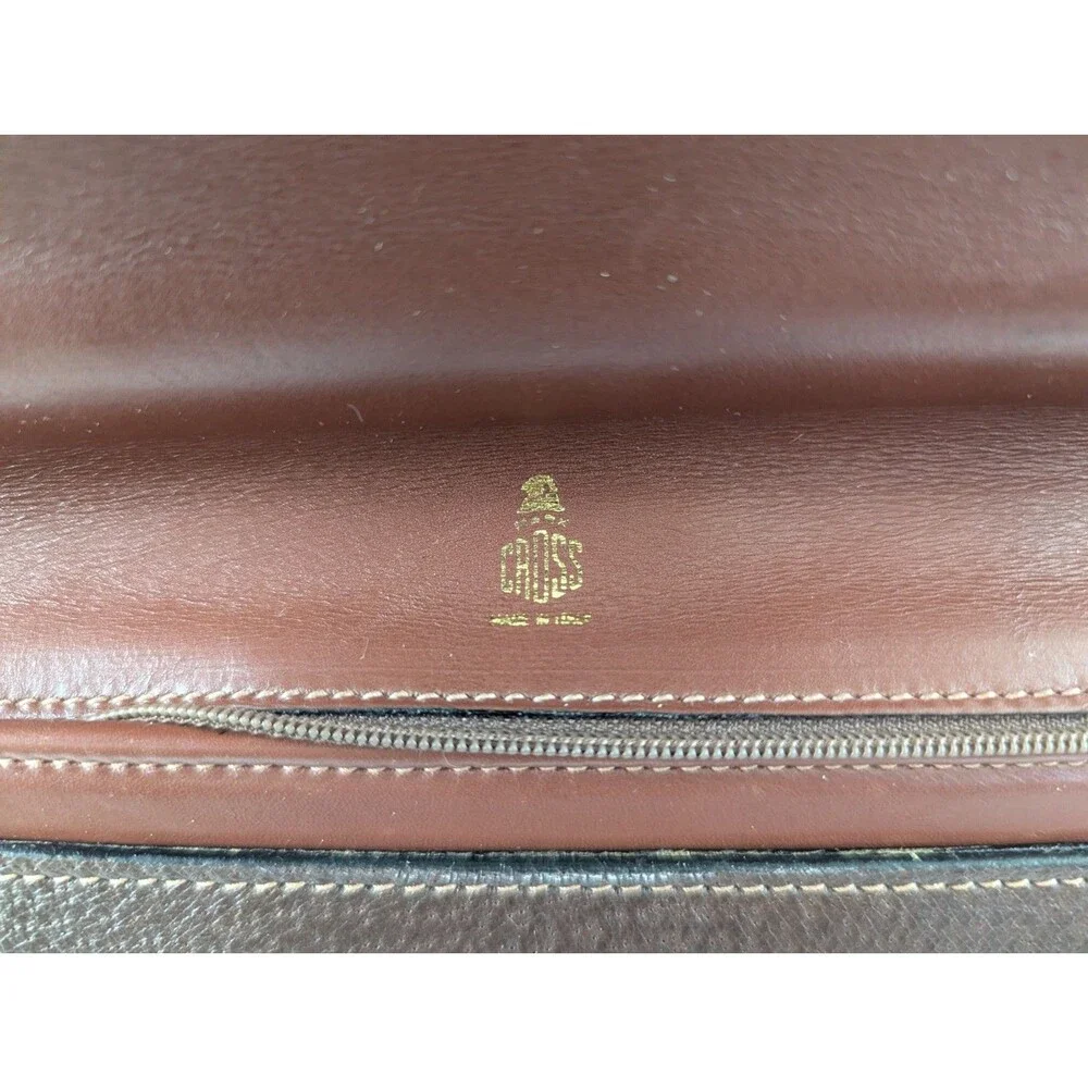 Vintage Mark Cross Leather Briefcase Mens Brown Italy Flap Lock Attache Bag